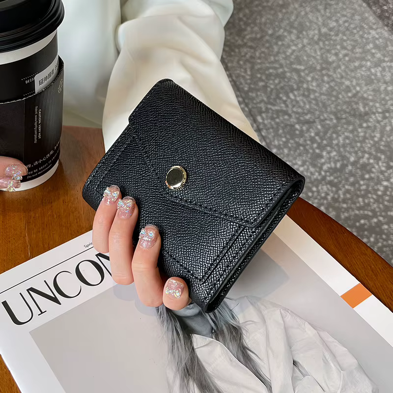 Portefeuille personnalisé en cuir véritable pour femmes, petit portefeuille pliable de couleur contr