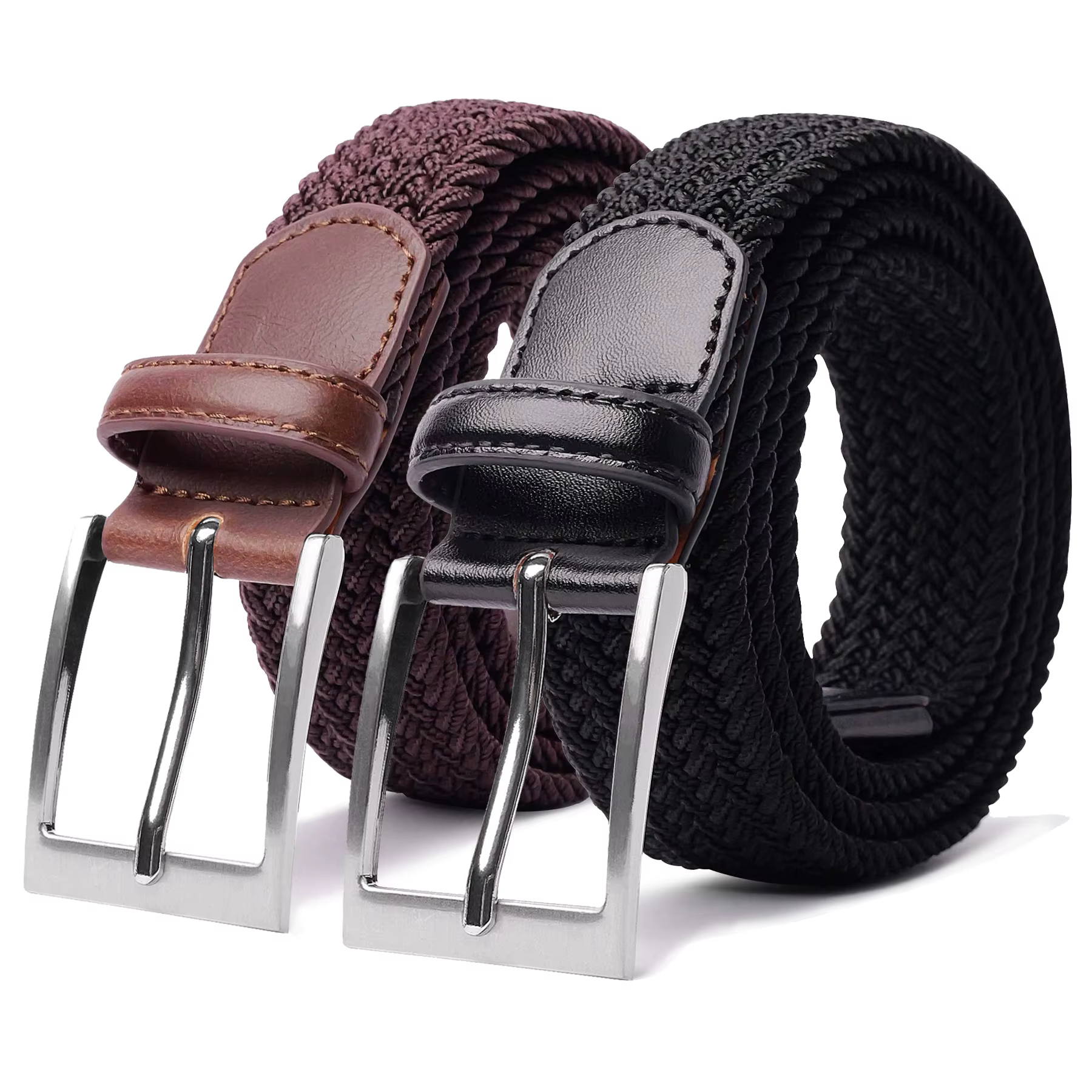 Ceinture élastique tressée, 2 paquets, ceintures extensibles tissées pour hommes et femmes, pantalon