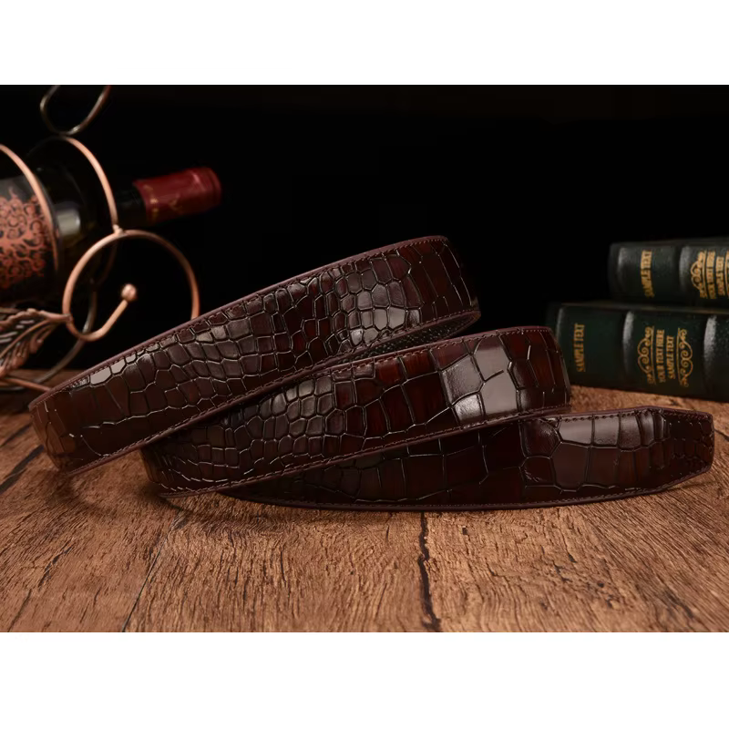 Ceinture en cuir véritable pour hommes, motif Crocodile, première couche, 3.5cm, nouvelle marque de 
