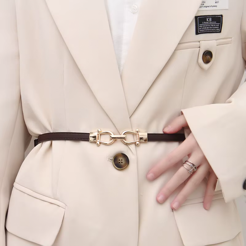 Ceintures fines réglables pour femmes, mode manteau slim, robe, ceinture de taille, crochet en métal