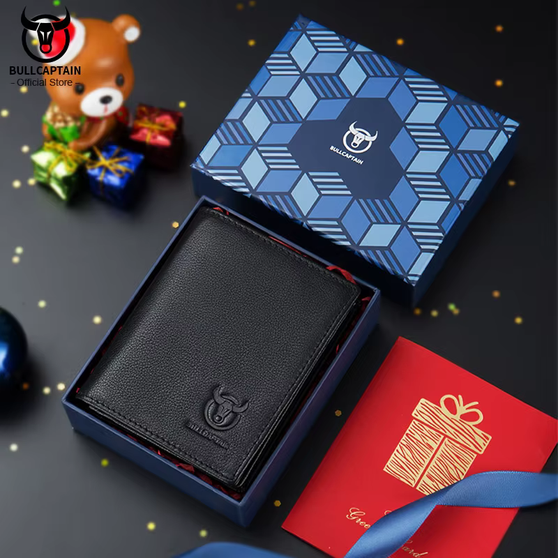 Bullcaptain-Portefeuille en cuir de grande capacité pour homme, mini porte-cartes de crédit compact,