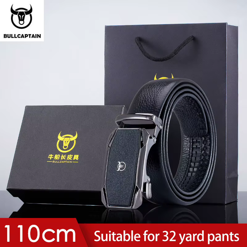 BULLCAPTAIN – ceinture en cuir à boucle automatique pour hommes, première couche, bandeau décontract