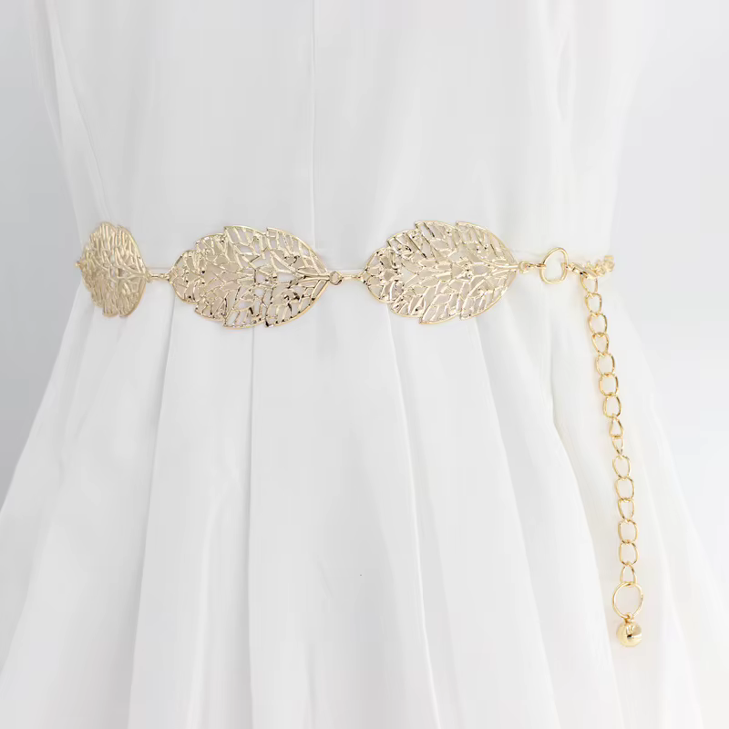 Ceinture Ajourée en Forme de Cuir oral elu pour Femme, Accessoire Élégant en Métal localité et Argen