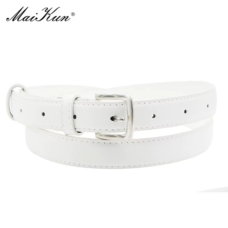 MaiKun – ceinture en cuir slim pour femmes, couleur unie, boucle ardillon, Simple, petite taille, co