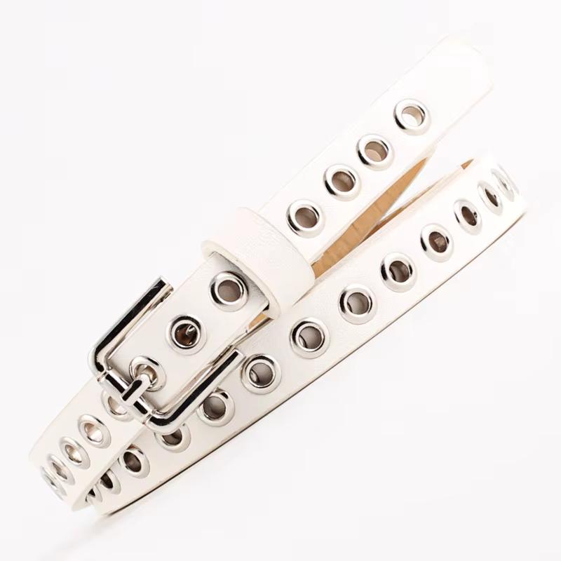 Ceinture en cuir pour femmes, Punk Cool, boucle en métal, Double œillet réglable, à la mode, pour ro