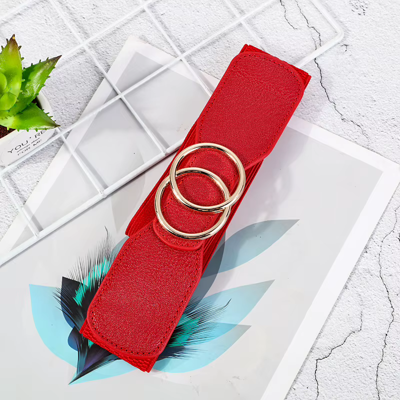 Nouvelle ceinture élastique large pour femmes, marque de haute qualité, or Shuang Huan Kou, ceinture