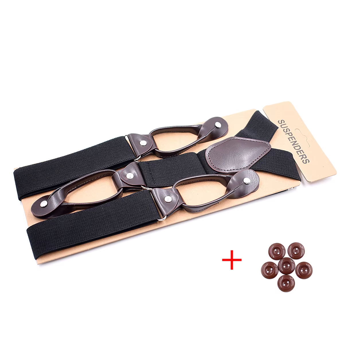 Bretelles Vintage en cuir pour hommes et femmes adultes, bout de bouton garni, dos en Y, bretelles é