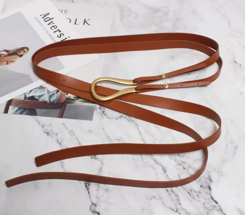 Nouvelles ceintures doubles en cuir véritable de luxe en métal U boucle ceinture femmes filles rétro