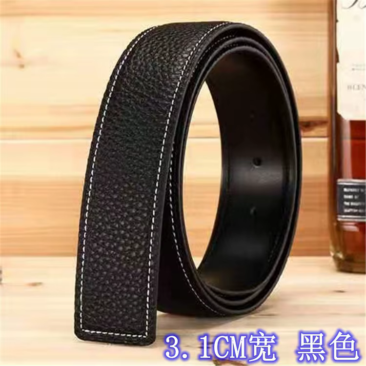 Ceinture de marque en cuir véritable pour homme, sangle de haute qualité, sans structure, pour jeans