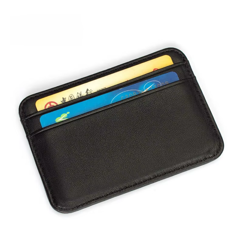 Nouveau mince 100% peau de mouton en cuir véritable portefeuille pour hommes mâle mince Mini ID port