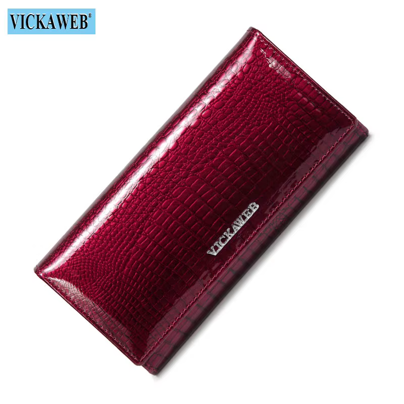 Vickaeb – portefeuille long en cuir véritable pour femmes, porte-monnaie solide à loquet, nouveau