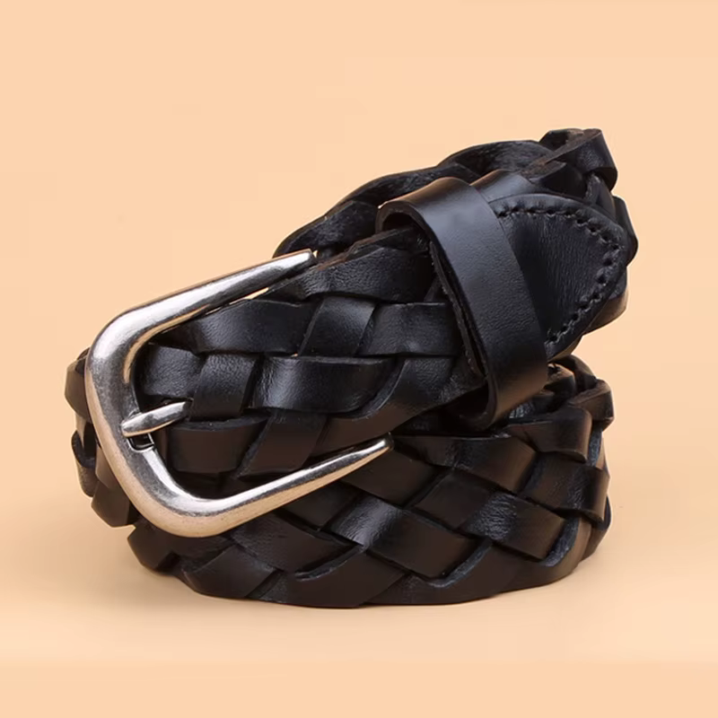 Ceinture de tissage en cuir véritable pour femmes, de haute qualité, respirante, pleine fleur, de st