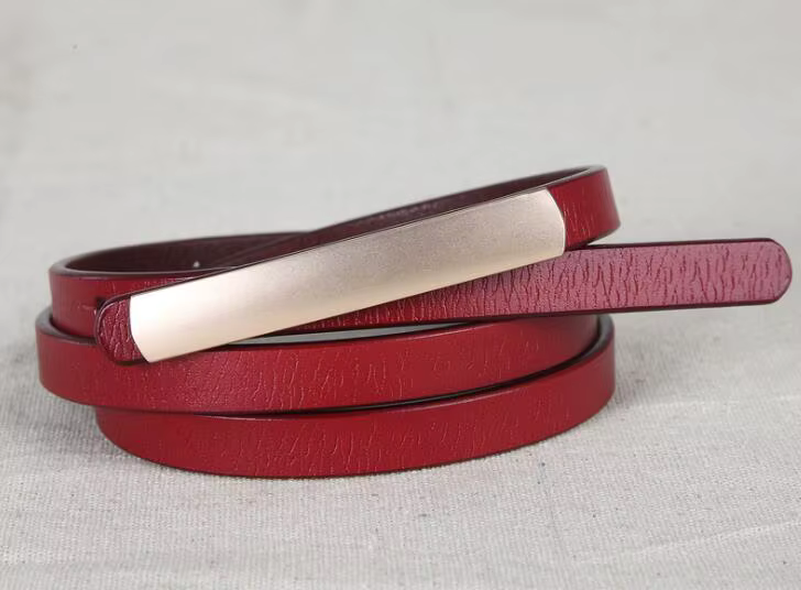 Ceintures noires en or pour femmes, boucle en métal, étroit, cuir véritable, pour femmes, marque de