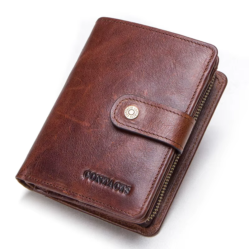 CONTACT'S en cuir véritable RFID Vintage portefeuille hommes avec poche à monnaie portefeuilles cour