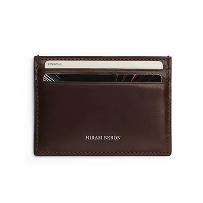 Porte-cartes en cuir italien monogrammé, mini portefeuille pour homme, cuir tanné végétal, étui pour