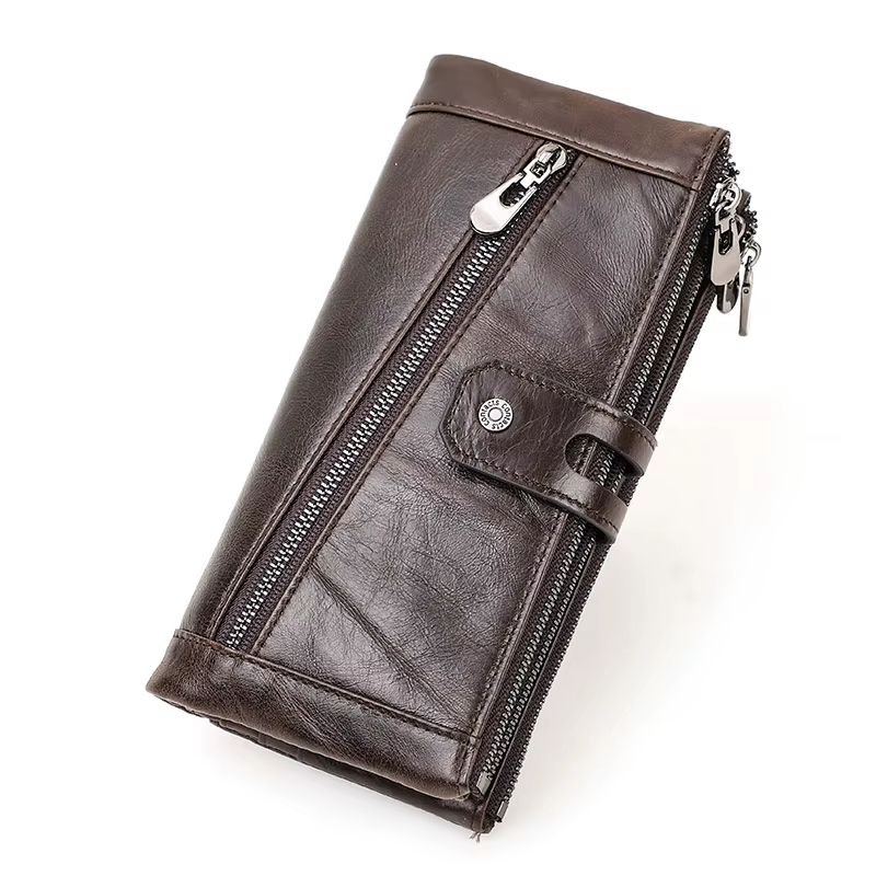 CONTACT'S Long portefeuille hommes en cuir véritable pochette portefeuilles Rfid sac d'argent avec p
