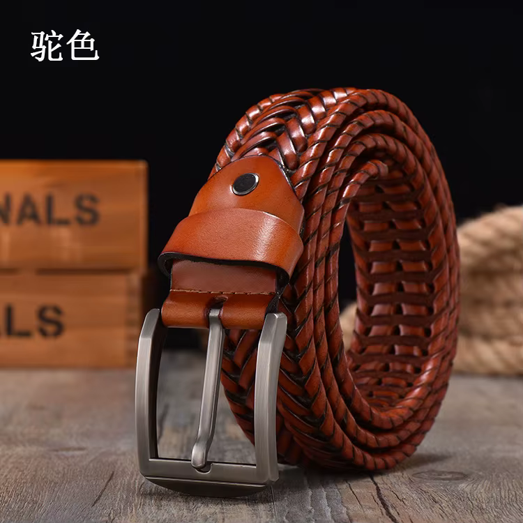 Nouvelle ceinture tressée pour hommes ceinture tissée de luxe en cuir véritable sangles de vache tri