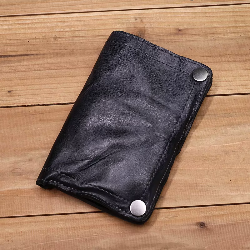 100% portefeuille en cuir véritable pour hommes Vintage froissé court à deux volets homme sac à main