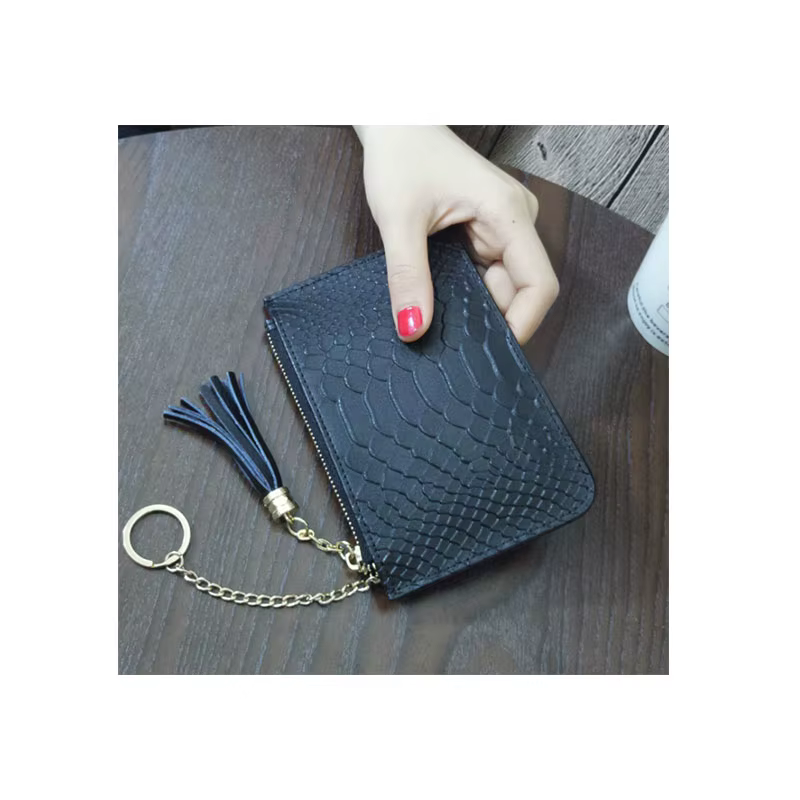 Mini porte-monnaie avec porte-cartes pour dames, sac à main en cuir véritable, motif salle, fermetur