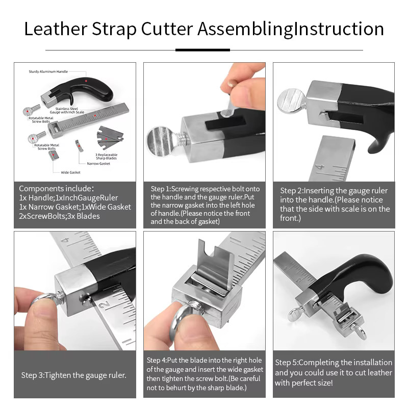 WUTA-Coupe-ceinture professionnel en cuir, outil de coupe à la main réglable avec 2 outils en cuir a