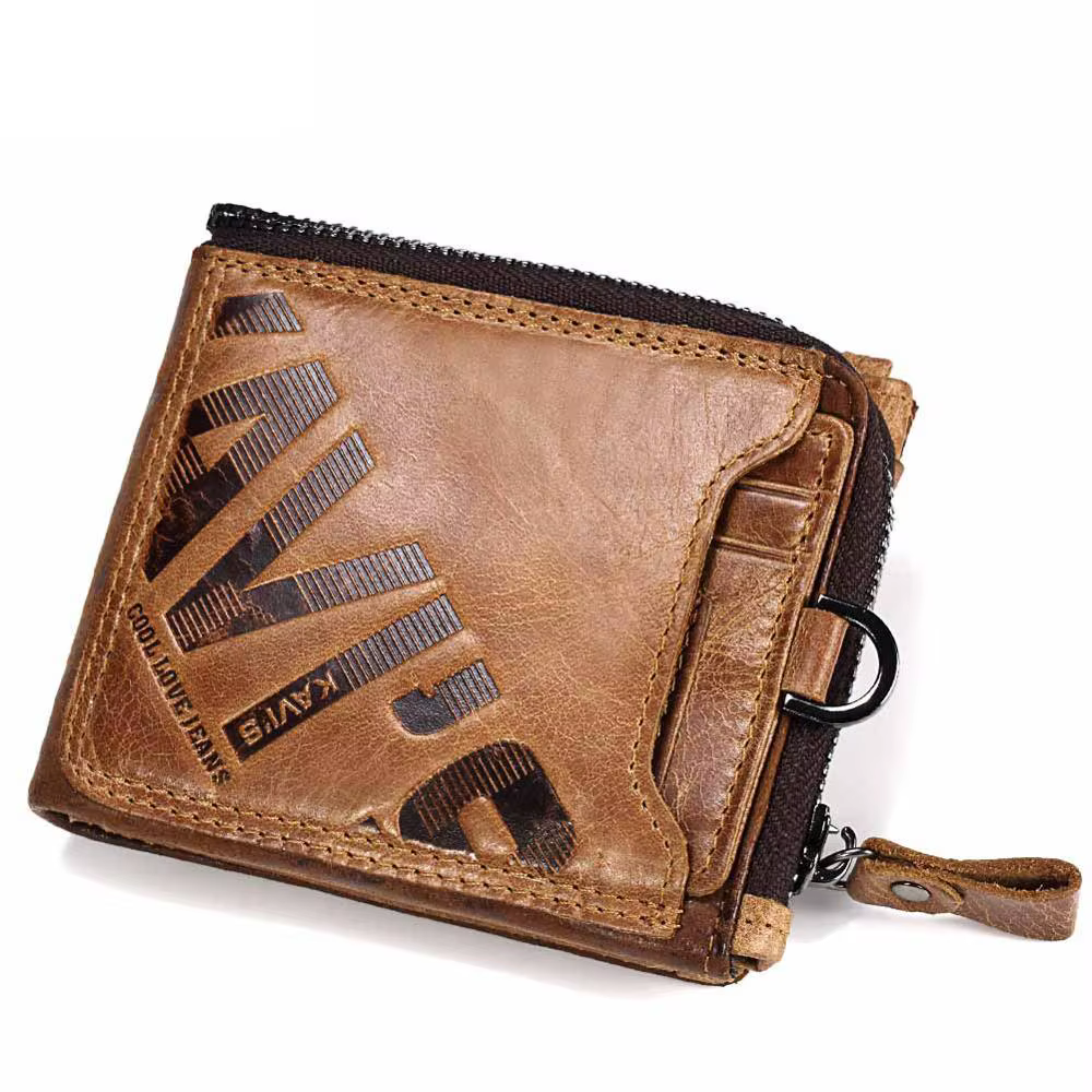 KAVIS Crazy Horse cuir hommes portefeuilles Vintage Cowboy voyage portefeuille porte-carte mode port