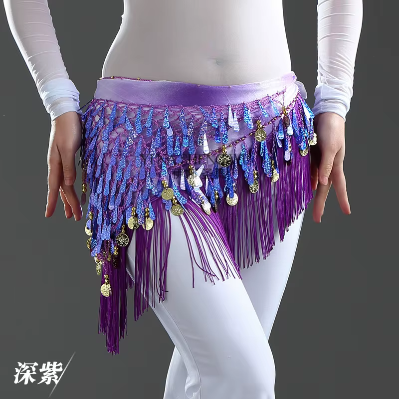Écharpe de hanche à pampilles à paillettes pour femmes, ceinture de pièces financières, accessoires 