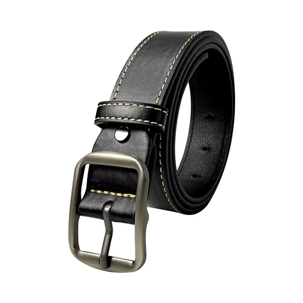 Ceinture en cuir pour hommes boucle ardillon jean ceinture noire Chic marque de luxe dames Vintage s