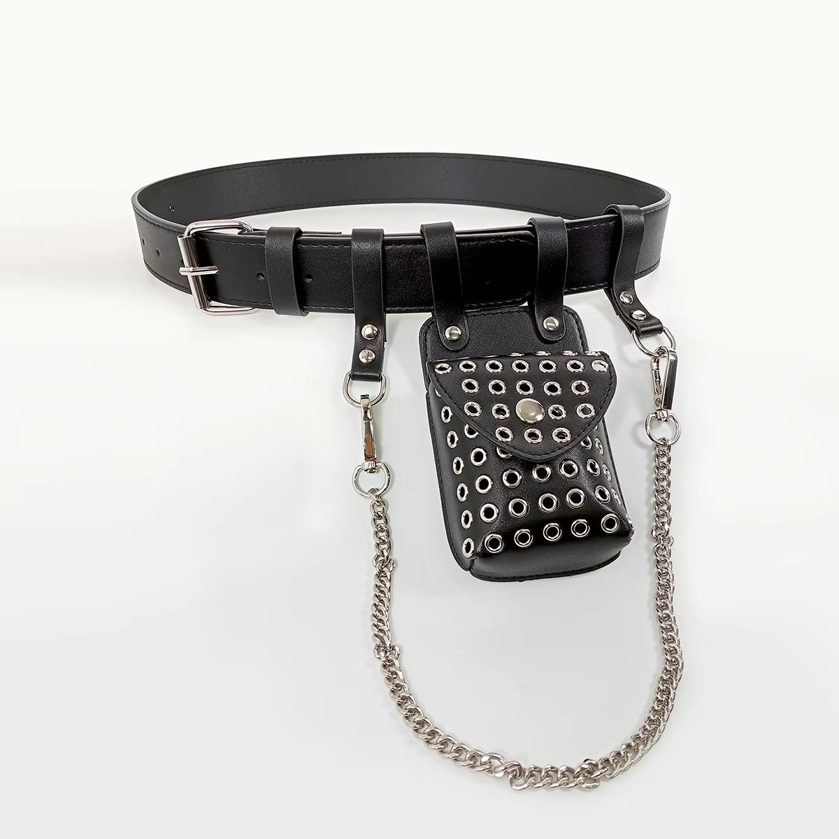 Mode Mini porte-monnaie multi-fonctionnel en cuir PU portefeuille argent ceinture sac Rivet petit mu