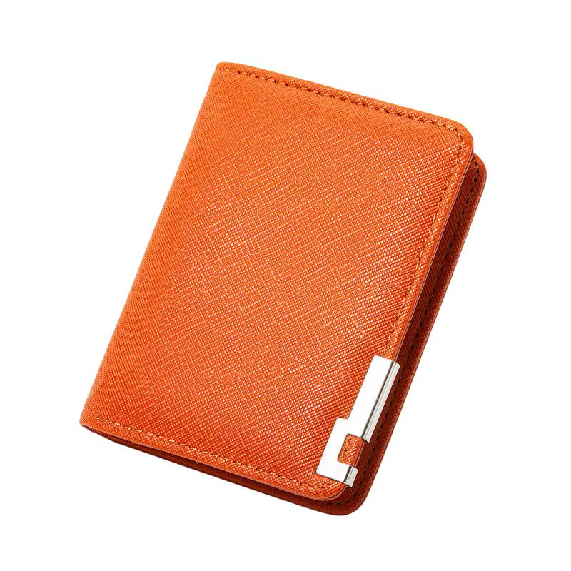 Portefeuille fin en similicuir noir de style professionnel avec plusieurs emplacements pour cartes,