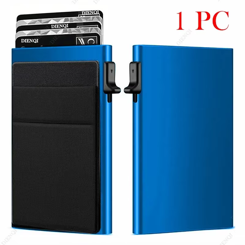 Anti Rfid porte-carte de crédit hommes portefeuilles minimalistes mince mince Mini luxe en métal ban