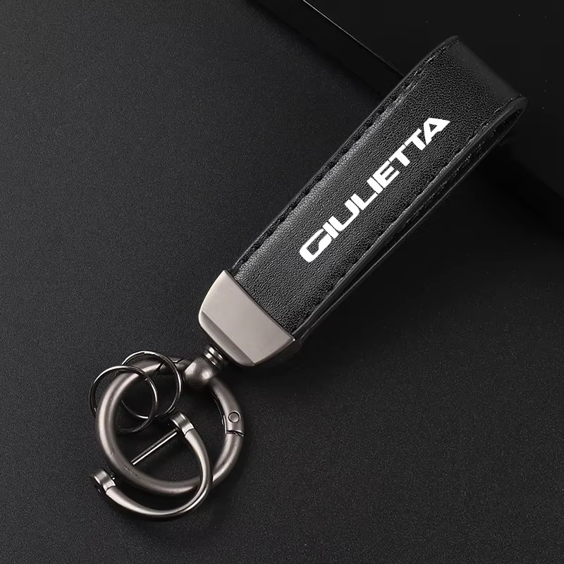 Porte-clés en cuir de luxe avec pendentif insigne de voiture pour Alfa Romeo Giulietta