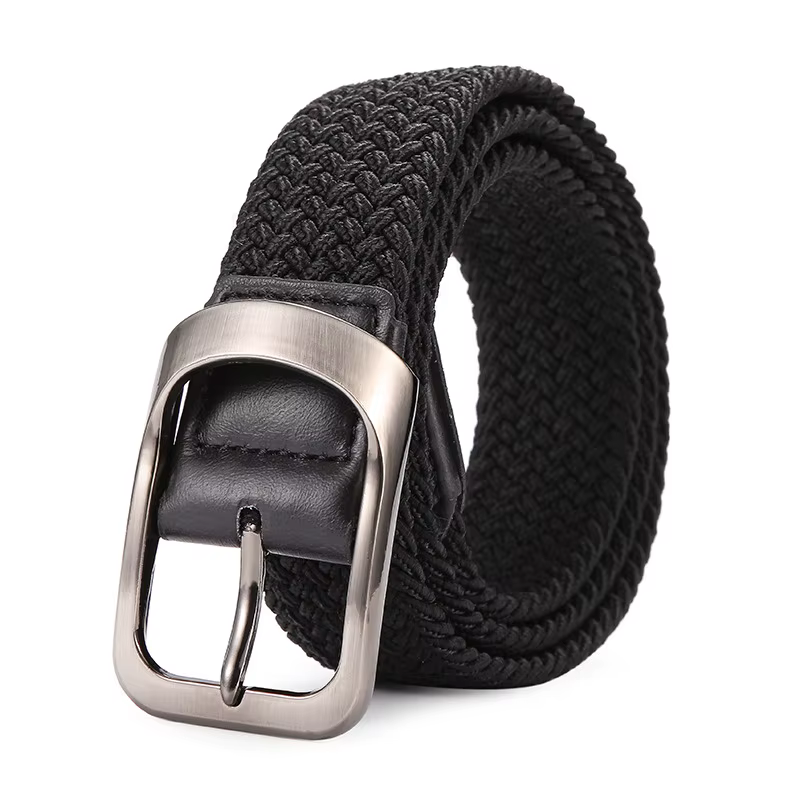 Ceintures élastiques en toile pour hommes et femmes, boucle ardillon en métal tressé, extensible, ta