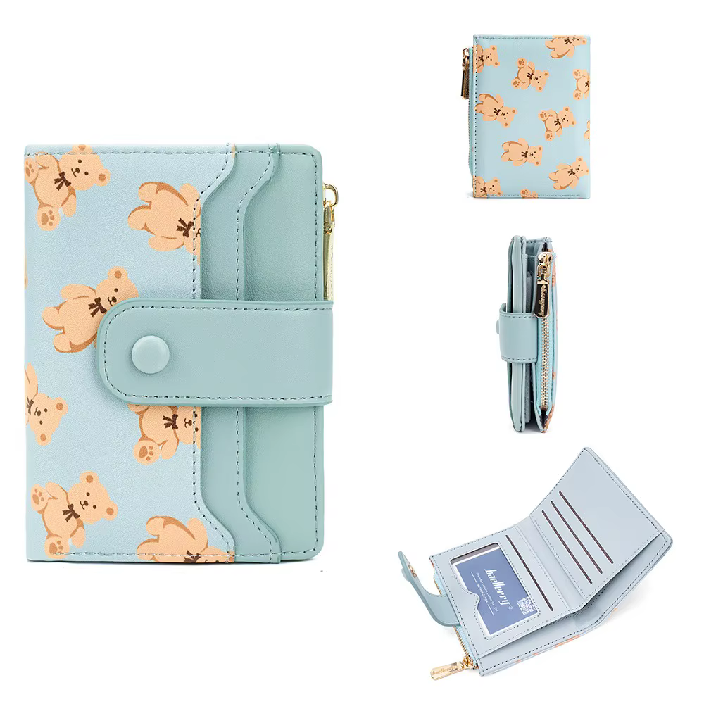 Nouveau portefeuille pour femme – Sac à cartes court en cuir PU avec 4 emplacements et poche pour pi