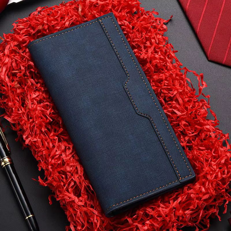 Portefeuille Long pour hommes, Vertical, fin, pour jeunes, Clip en cuir souple, plusieurs fentes pou