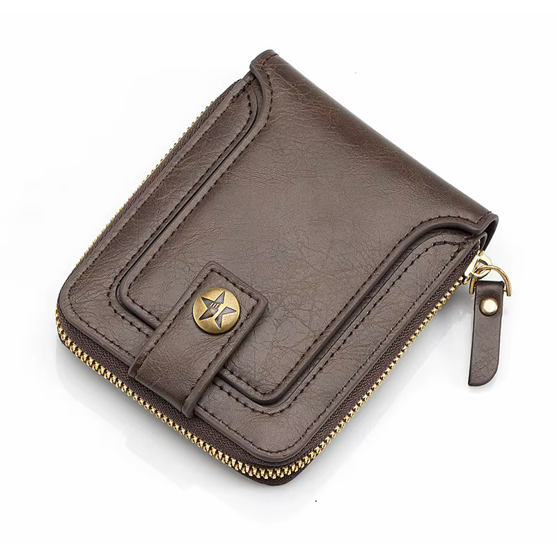 Portefeuille court pour homme, design de marque de luxe vintage, cuir PU de qualité supérieure, peti