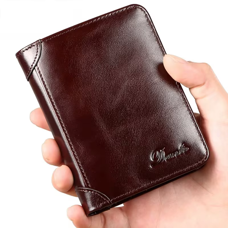 Dante-Portefeuille classique en cuir véritable pour homme, style rétro, porte-cartes, sac à main cou