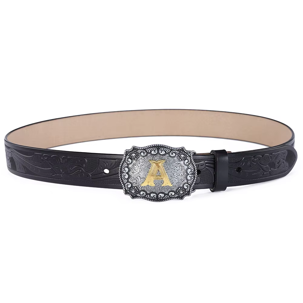 A-Z lettres boucle ceinture occidentale pour hommes de haute qualité Cowboy PU cuir taille hommes ce