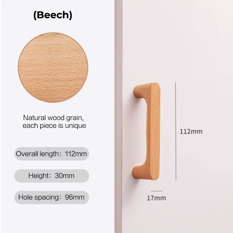 Poignées de meuble en noyer, poignées de porte d'armoire de cuisine, boutons de tiroir en bois, bout