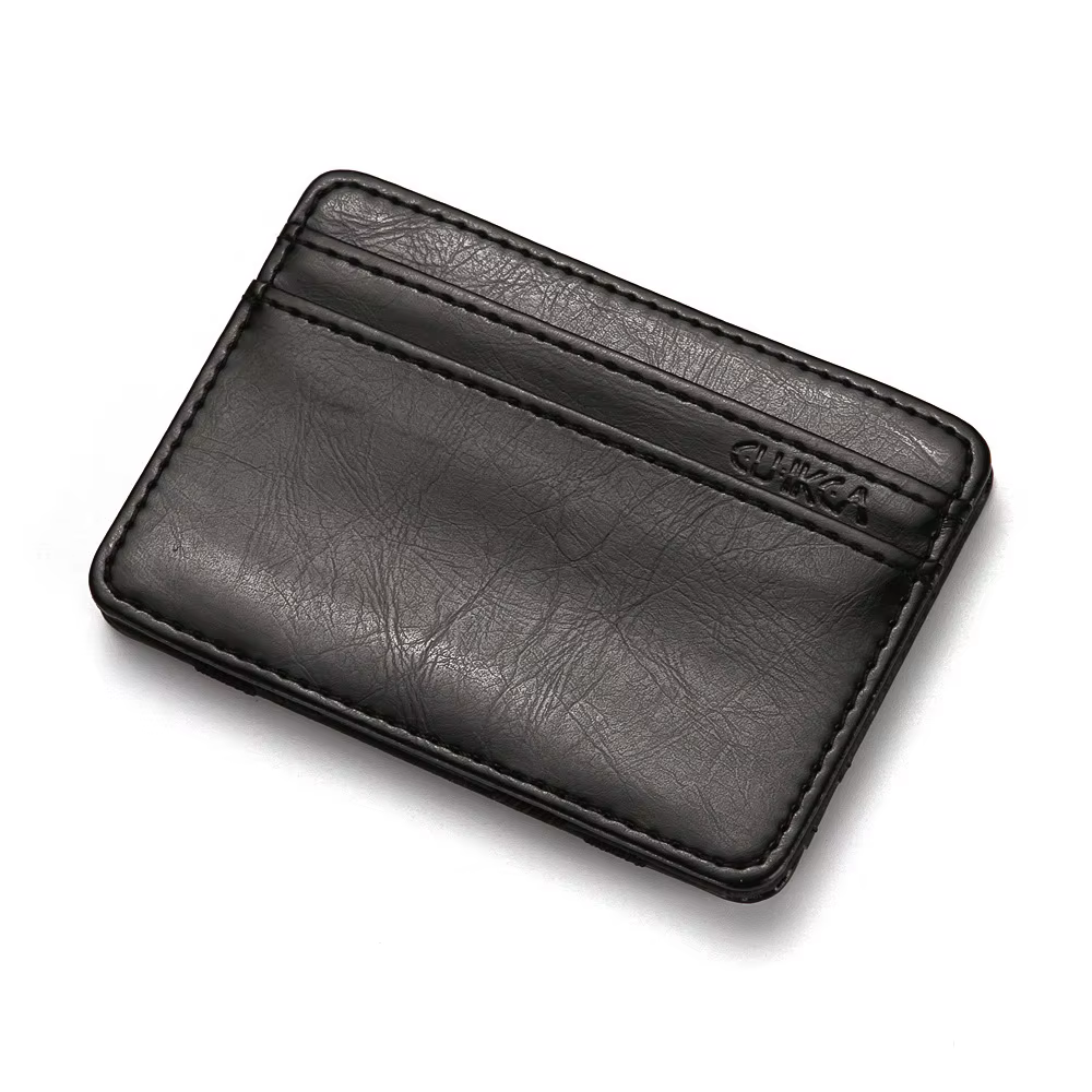 Portefeuille Magique Homme en PU – Porte-cartes Créatif Tendance – Étui de Crédit Designer Noir avec