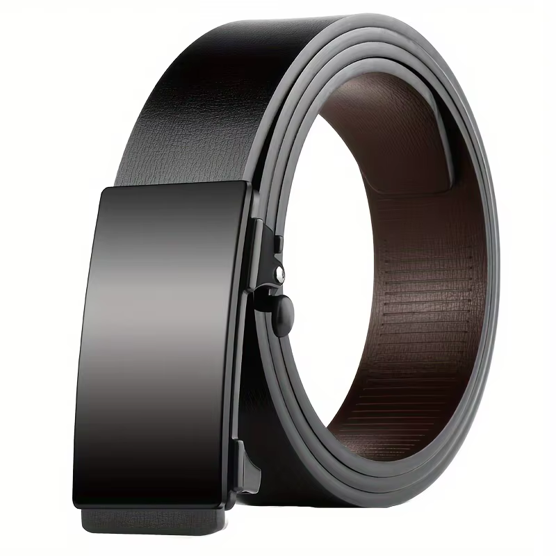DINISITON hommes ceinture en cuir noir métal sans dents boucle automatique affaires décontracté en c