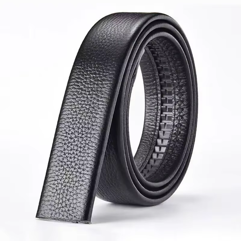 Ceinture sans boucle en cuir véritable pour hommes - 3,5 cm de largeur, tailles 115-145 cm, noir/mar