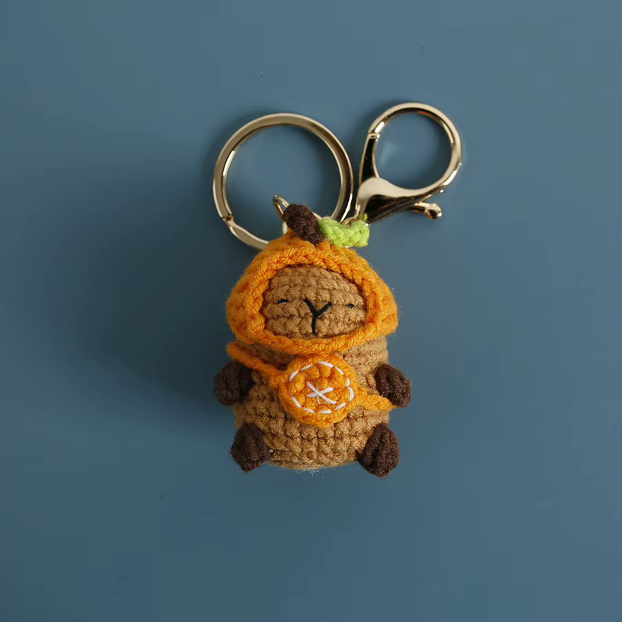 Porte-clés créatif en crochet de dessin animé, pendentif de sac en laine tricotée fait main