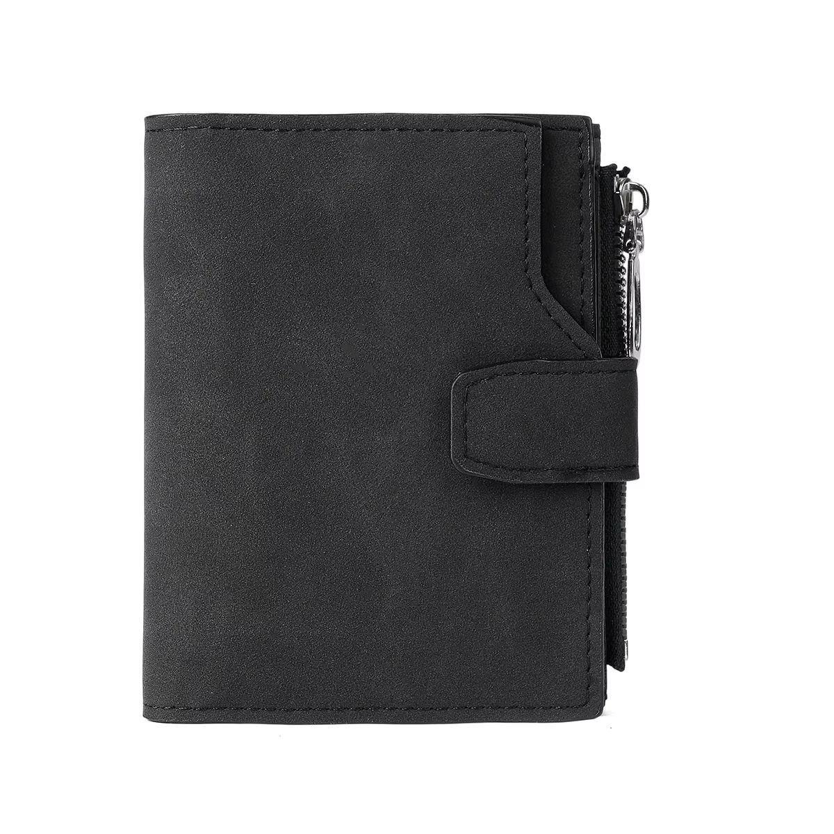 Portefeuille court vintage pour femme en cuir nubuck, porte-cartes court à trois volets pour femme a