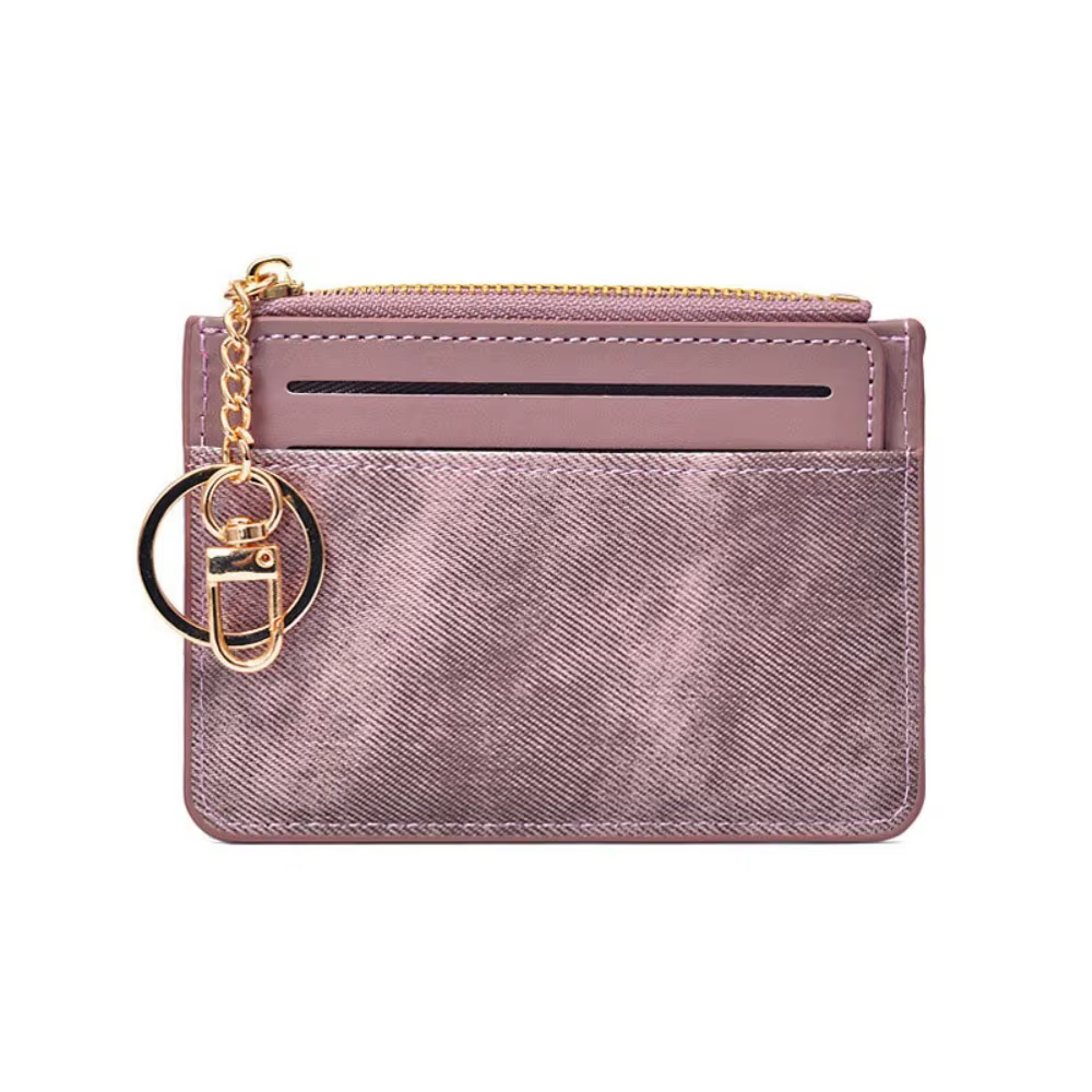 Portefeuille fin en cuir PU souple pour femme avec fermeture éclair, porte-cartes court, porte-monna