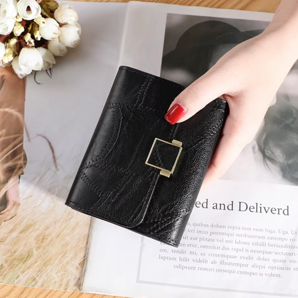 Vintage femmes portefeuille court en cuir petit sac à main Mini femme mode multi-carte porte-carte p