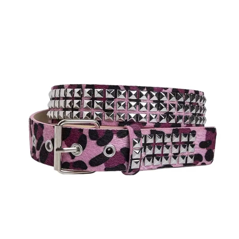 Ceinture en PU pour femme, style Punk Rose avec rivets en fourrure, accessoire pour jeans Y2K Hip Ho