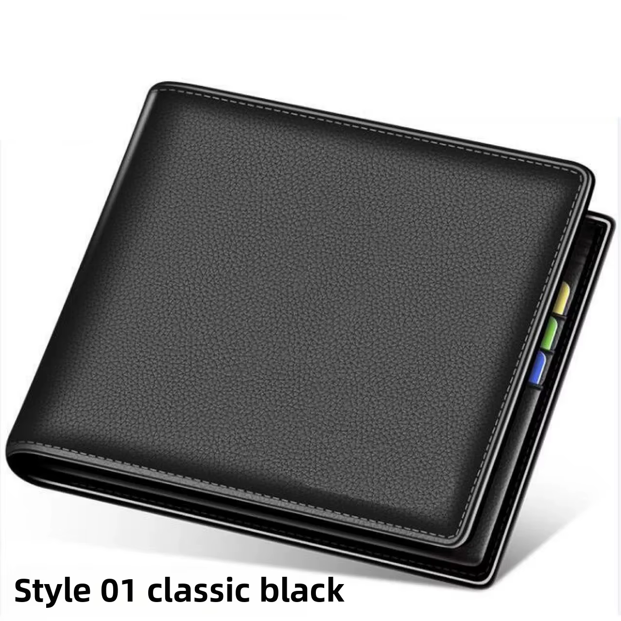 Portefeuille court horizontal pour hommes avec permis de conduire et plusieurs emplacements pour car