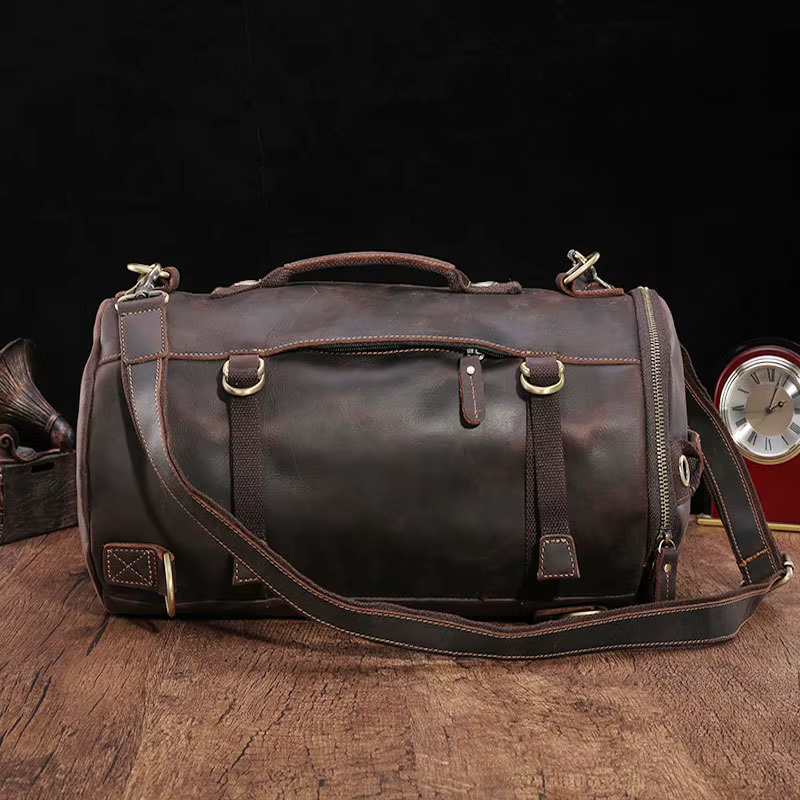 Luufan Design Unique sac à dos en cuir pour hommes Vintage Crazy Horse cuir seau sac à dos grand hom