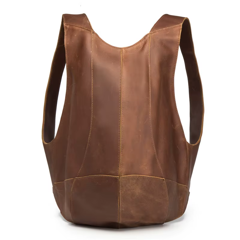 2108 hommes Crazy Horse cuir cuir cuir de vachette sac à dos rétro décontracté marron foncé sac à do