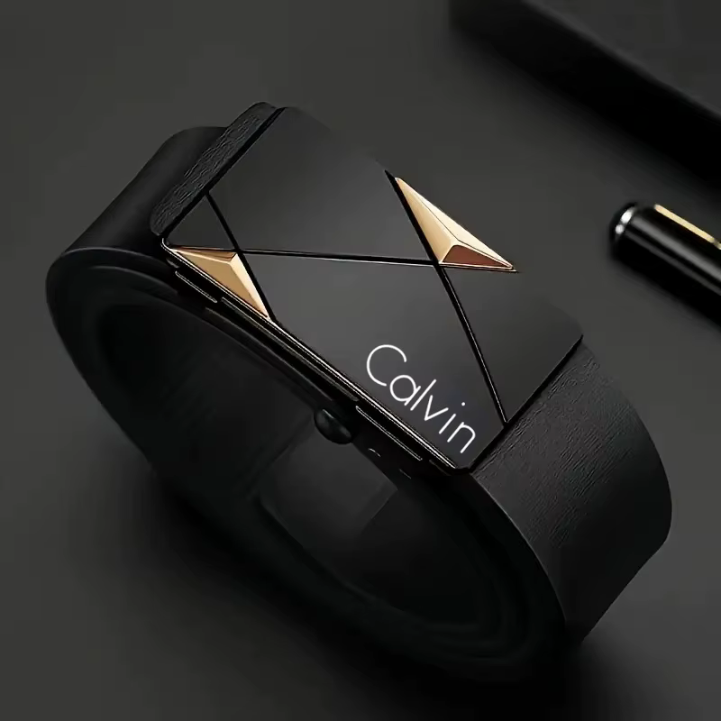 Ceinture élégante en cuir PU pour hommes – Ceintures à la mode pour la vie quotidienne, les loisirs,